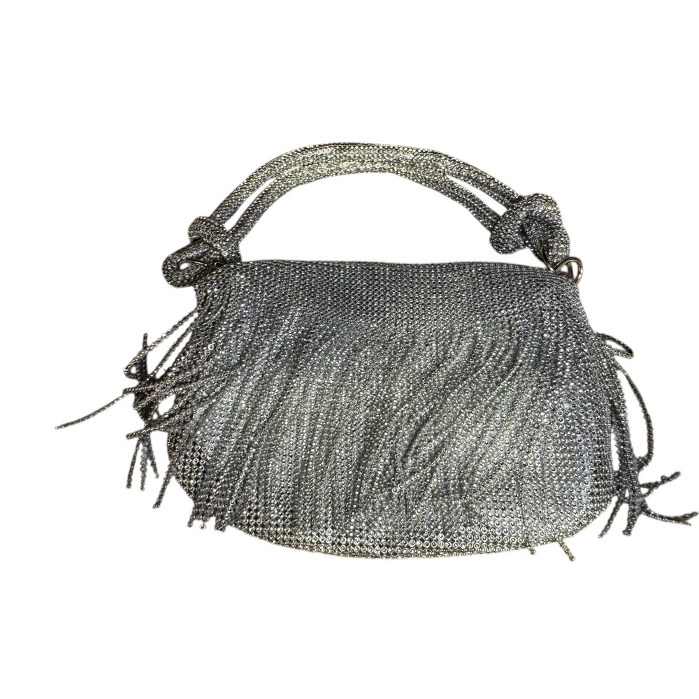 Sparkling Silver Chainmail Fringe Handbag Evening Bag